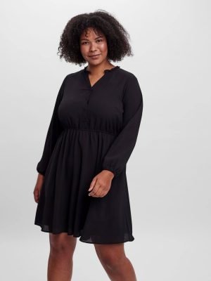 moteriska juoda suknele moterims panelems plius dydis