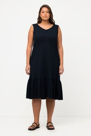 juoda medvilnine suknele vasarai be rankoviu