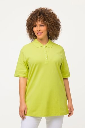 geltoni polo marskineliai trumpomis rankovemis moterims