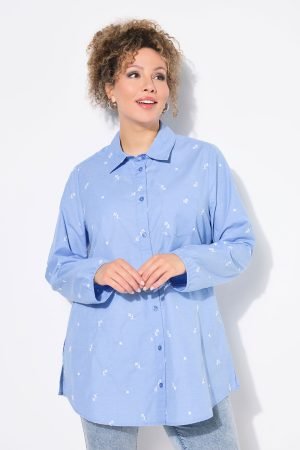 melsvi moteriski marskiniai palaidine tunika