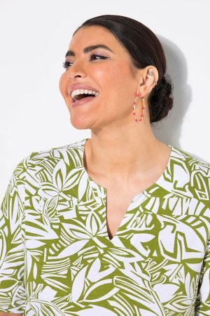 zalsvi moteriski marskineliai su rastu trumpos rankoves