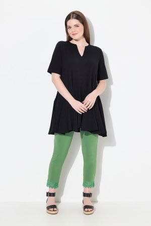 juoda ekologiskos medvilnes tunika trumpos rankoves