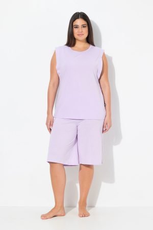 sviesiai violetine moteriska pizama trumpos kelnes be rankoviu