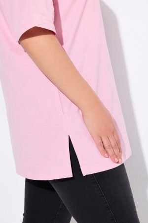 rausvi ovesize marskineliai merginoms plius dydis