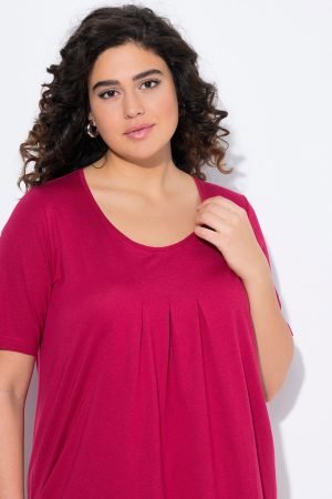 raudoni marskineliai su klostemis priekyje moterims xxxxl dydis