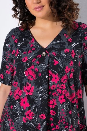 sokolado spalvos su raudonomis gelemis suknele is medvilnes