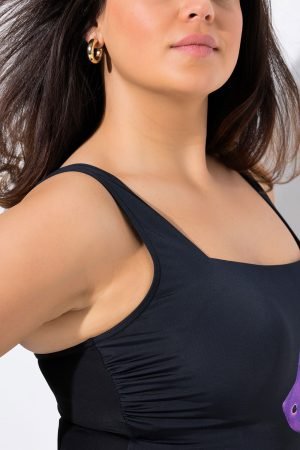 juodas maudomukas su didelem violetinem gelemis merginoms moterims