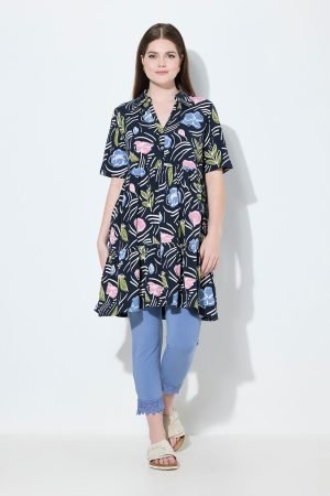 spalvinga tunika suknele trumpos rankoves uzsAgstoma