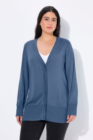 melsvas pilkas kardiganas megztinis moterims