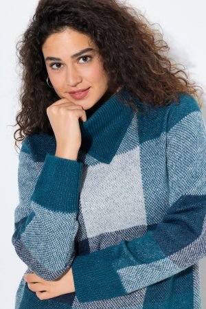 moteriskas akrilo megztinis stati apykakle